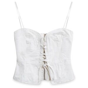 White Lace-Up Corset Top